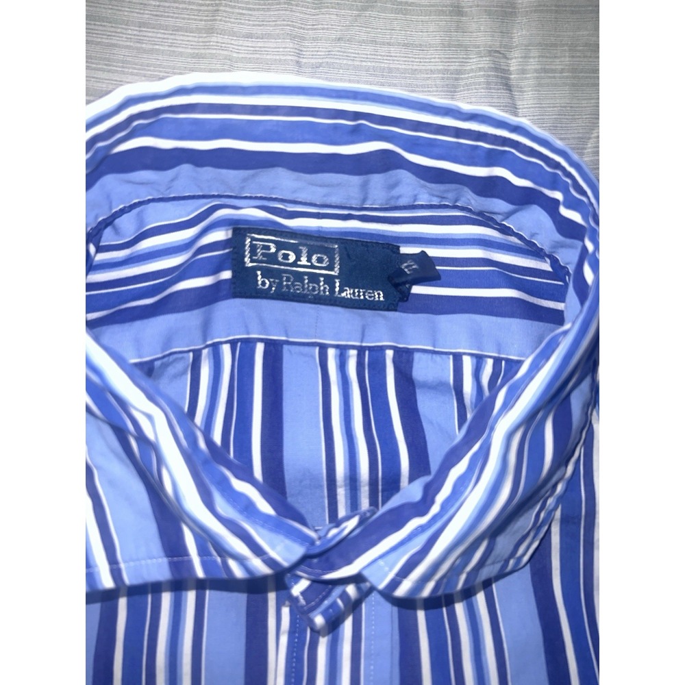 Polo Ralph Lauren Men's Blue and White Stripes, Long Sleeve Dress Shirt. SZ XXL - Picture 14 of 15